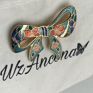 Italian Bow Brooches Pin vintage Accessories Jewelry, floral Venetian colorfully